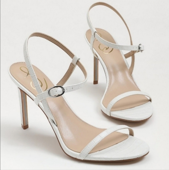 Sam Edelman Doran Strappy Sandal Heels White Crocodile - Picture 1 of 16